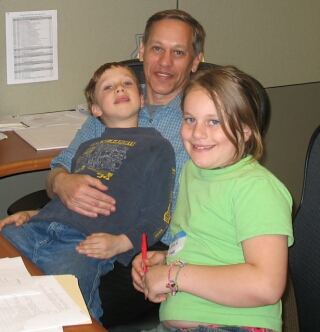 Here we are at my dad's office with him.